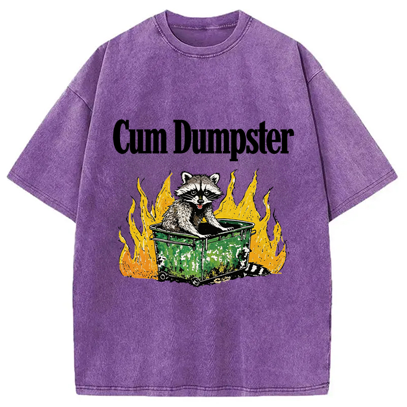 Modecanvas Cum Dumpster Raccoon DTG Printing Washed T-Shirt