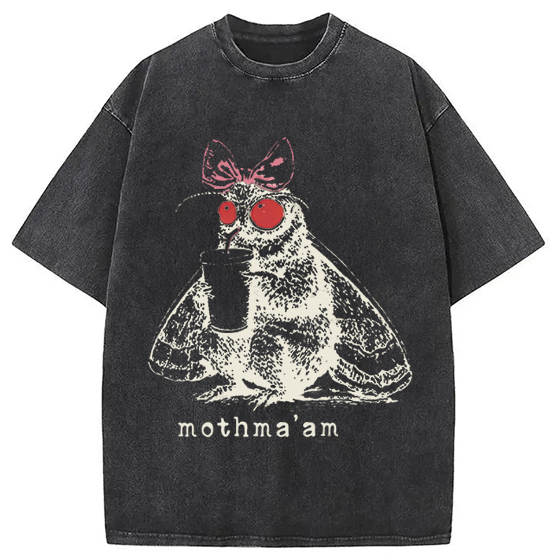 Modecanvas Mothma'am Funny Mothman DTG Printing Washed T-Shirt