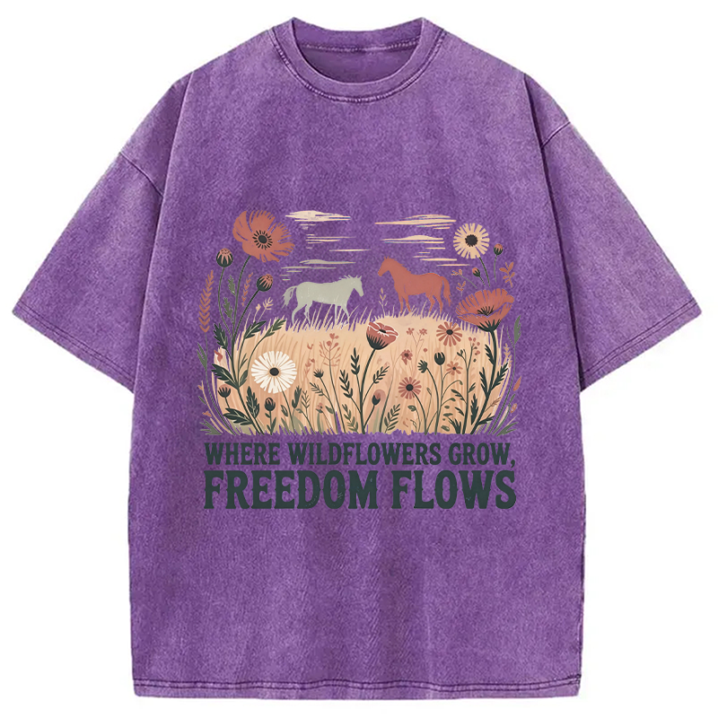 Modecanvas Wild-flowers DTG Printing Washed T-Shirt