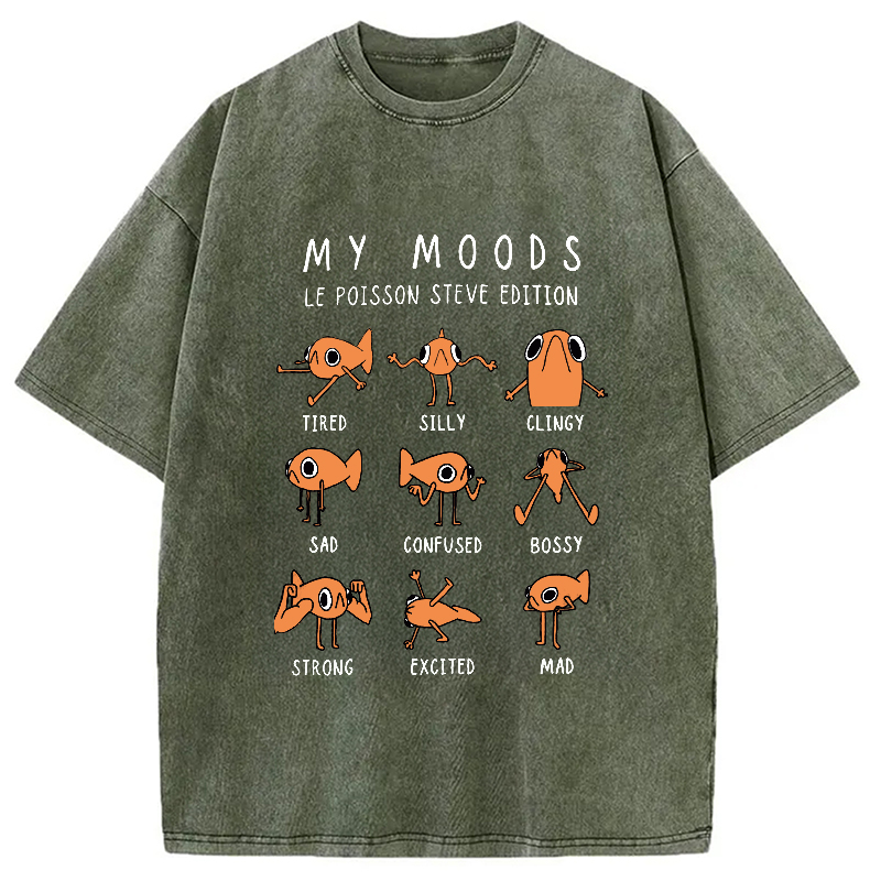 Modecanvas Il Est Orange Poisson Steve Washed T-Shirt