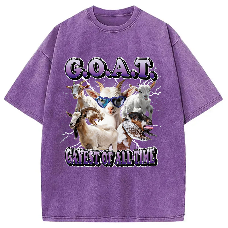 Modecanvas GOAT Gayest Of All Time DTG Printing Washed T-Shirt