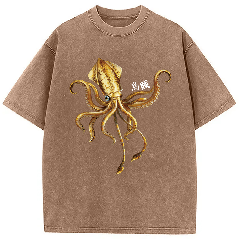 Modecanvas Squid Ink Painting DTG Printing Washed T-Shirt