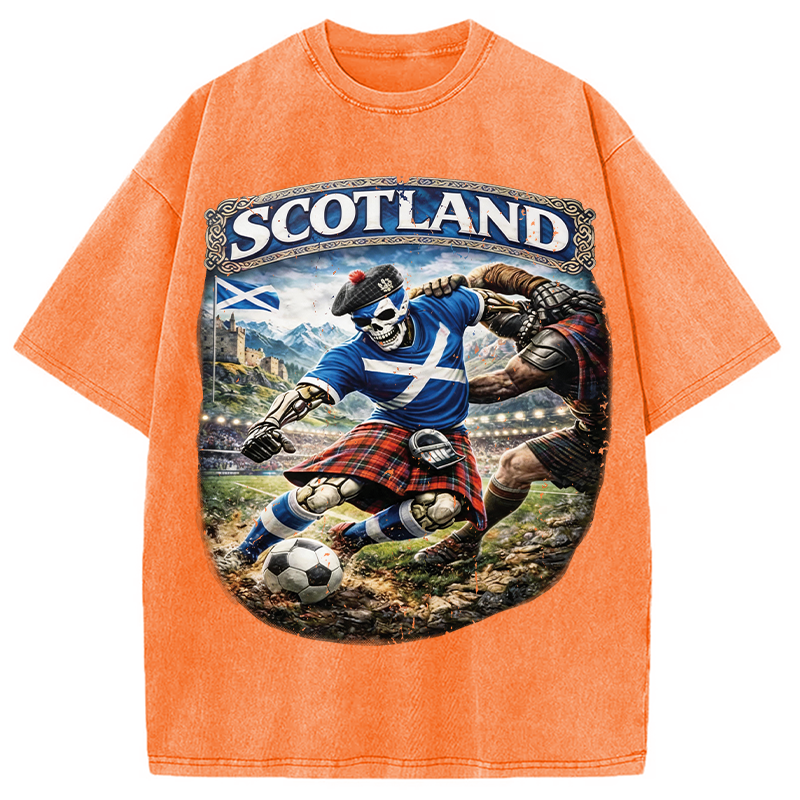 Modecanvas Scotland Soccer Skull DTG Printing Washed T-Shirt