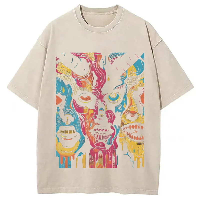 Modecanvas Creepy Horror DTG Printing Washed T-Shirt