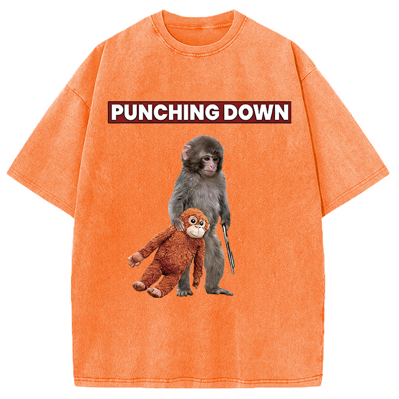 Modecanvas Punching Down Monkey DTG Printing Washed T-Shirt