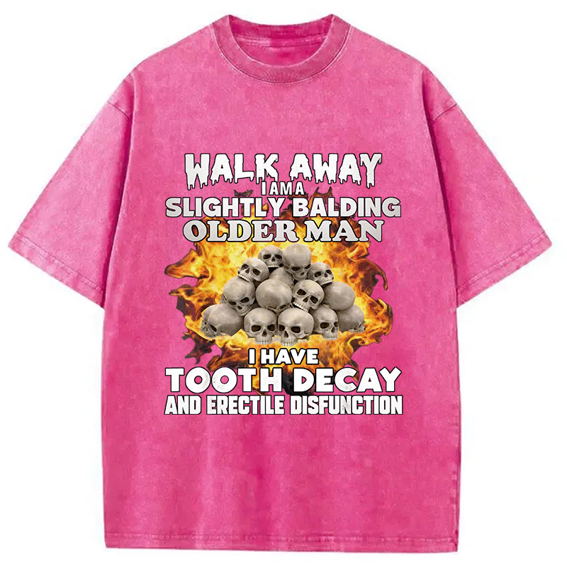 Modecanvas Walk Away Funny Skeleton Meme DTG Printing Washed T-Shirt-modecanvas