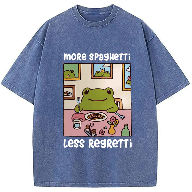 Modecanvas More Spaghetti Less Regretti Frog Washed T-Shirt