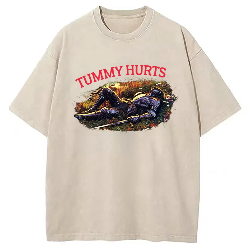 Modecanvas Tummy Hurts Knight DTG Printing Washed T-Shirt