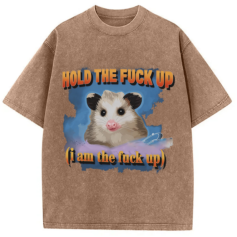 Modecanvas Hold The Possum Up DTG Printing Washed T-Shirt