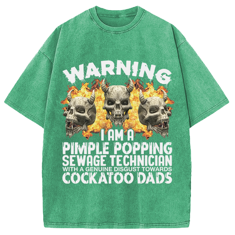 Modecanvas Pimple Popping Sewage Technician DTG Printing Washed T-Shirt