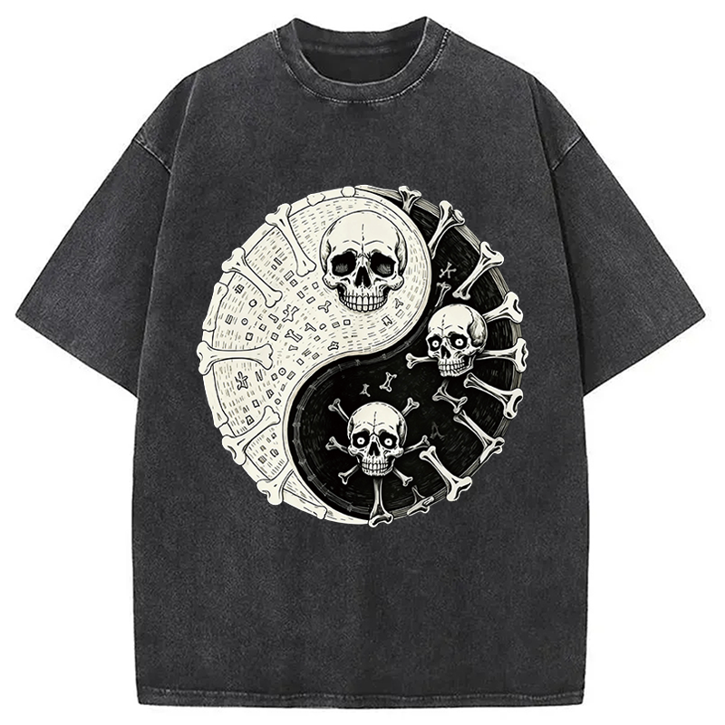Modecanvas Duality Of The Grave DTG Printing Washed T-Shirt