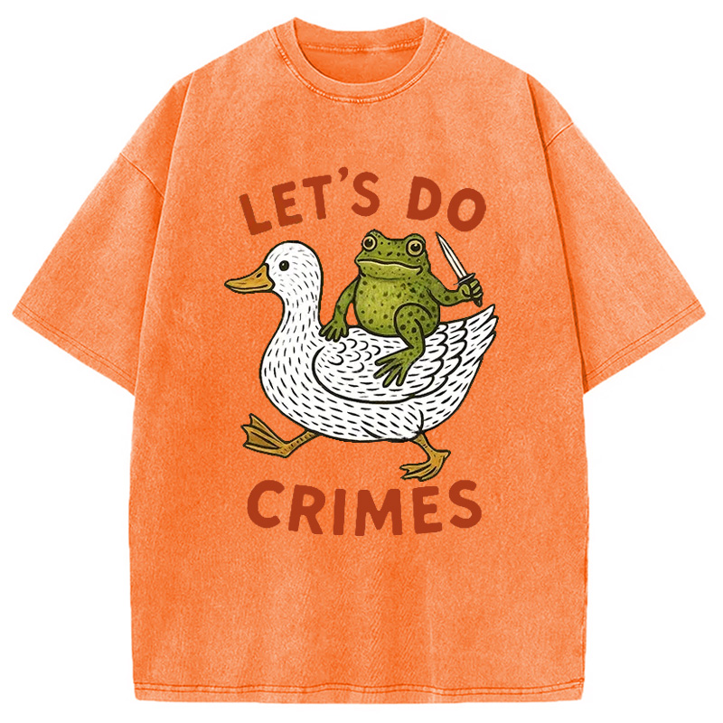 Modecanvas Frog Ready To Commit Crime Washed T-Shirt