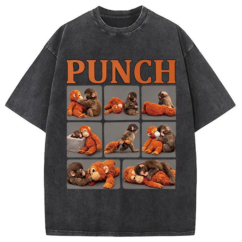 Modecanvas Lonely Punch Monkey DTG Printing Washed T-Shirt