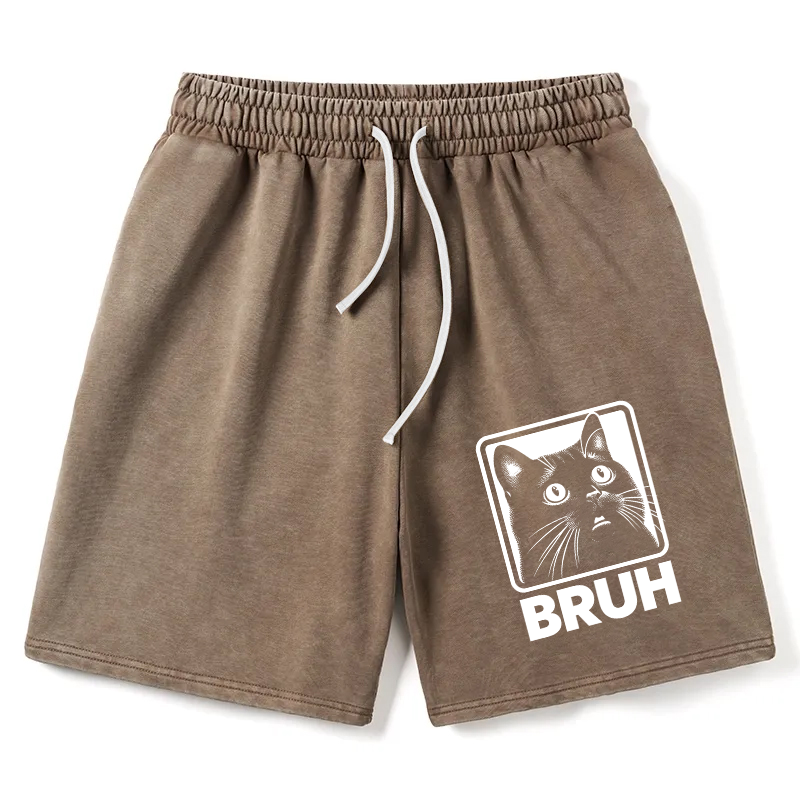 Modecanvas BRUH Cat Washed Short