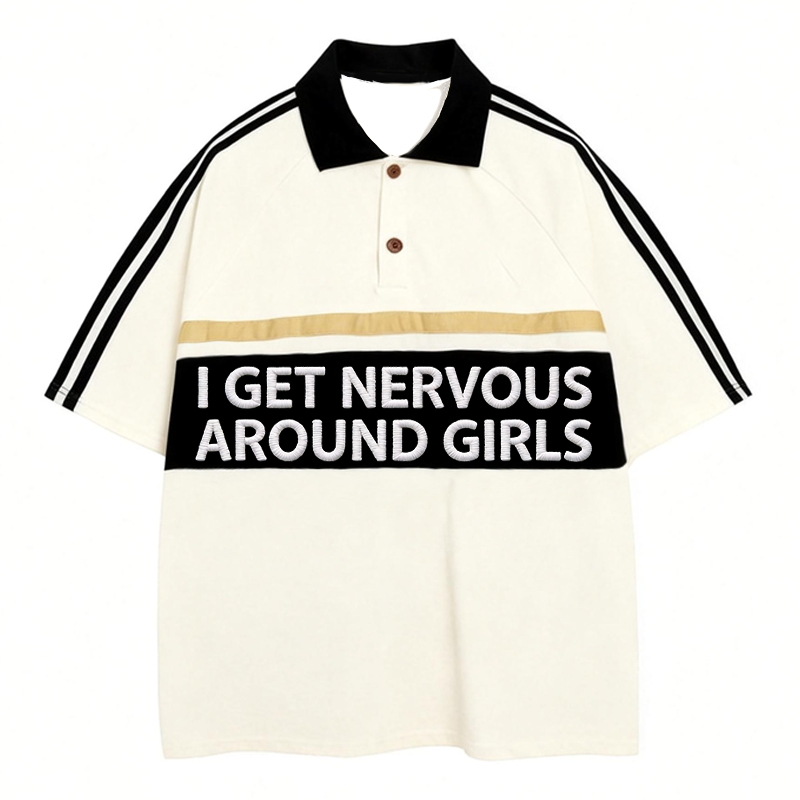 Modecanvas I Get Nnerves Polo Embroidered T-Shirt