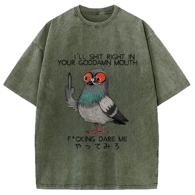 Modecanvas Angry Pigeon Washed T-Shirt