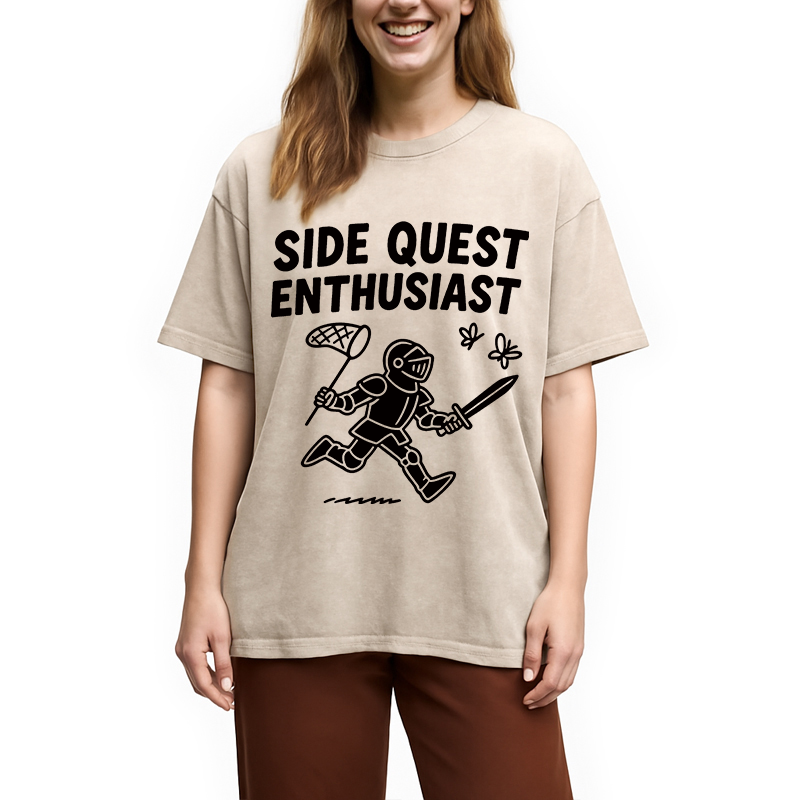 Modecanvas Side Quest DTG Printing Washed T-Shirt