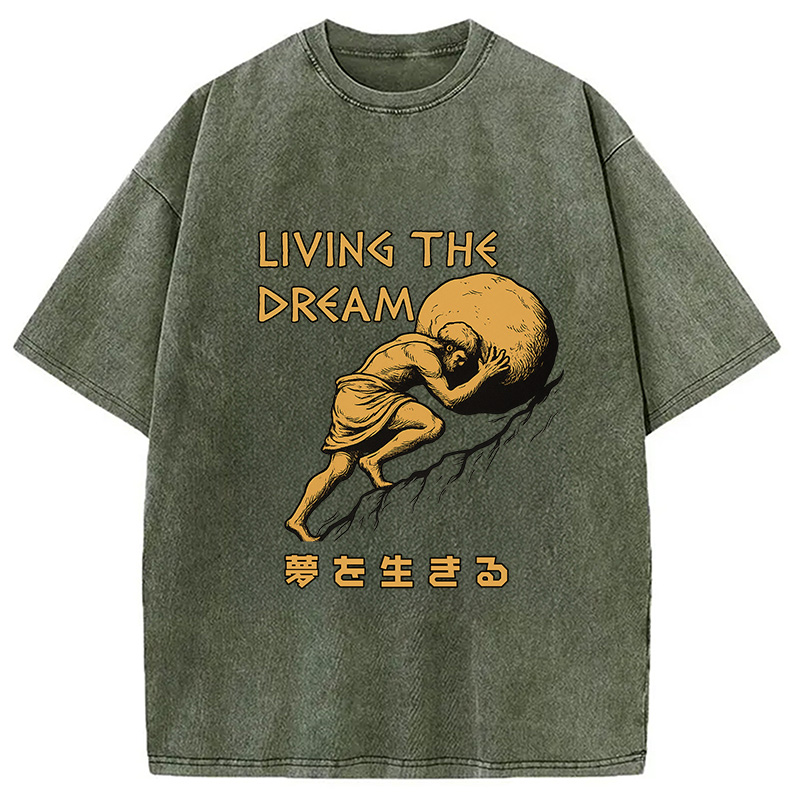 Modecanvas Living The Dream Meme Washed T-Shirt