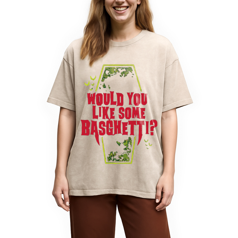 Modecanvas Would You Like Some Basghetti DTG Printing Washed T-Shirt
