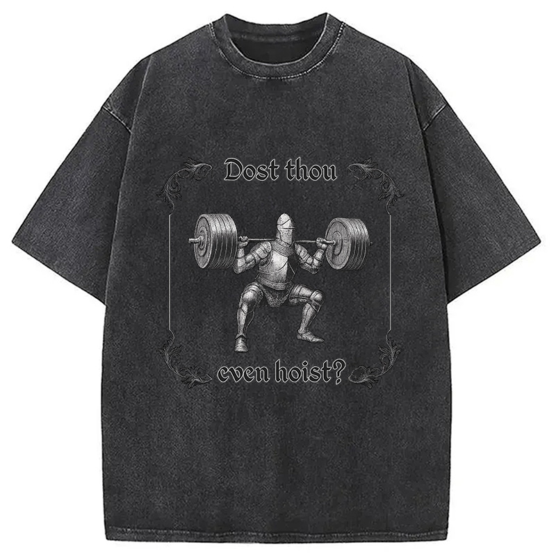 Modecanvas Dost Thou Even Hoist Washed T-Shirt-modecanvas