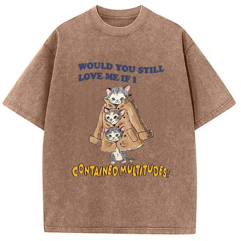 Modecanvas Would You Still Love Me If I Contained Multitudes DTG Printing Washed T-Shirt