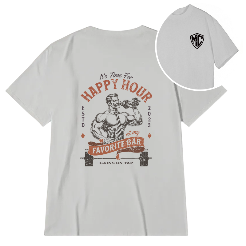 Modecanvas Happy Hour At The Gym Funny DTG Printing Back Classic T-Shirt