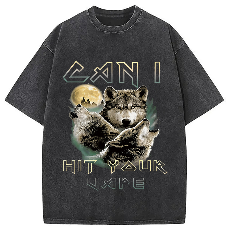Modecanvas Can I Hit Your Vape Meme DTG Printing Washed T-Shirt