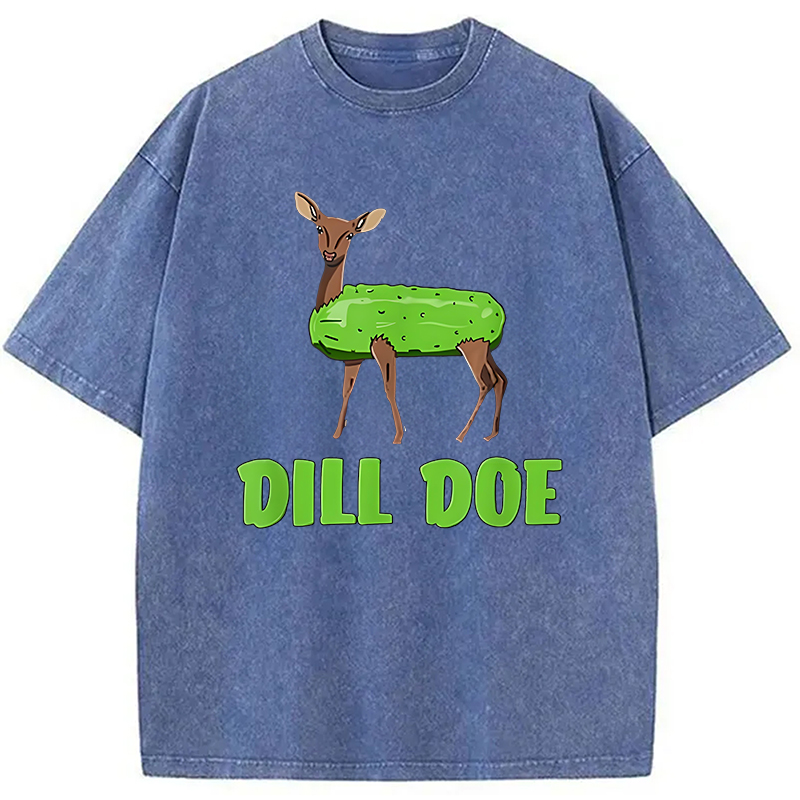 Modecanvas Funny Dill Doe Pun Washed T-Shirt