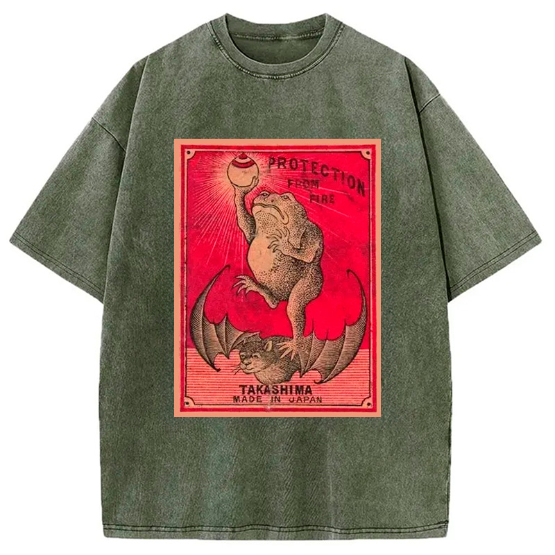 Modecanvas Japanese Matches Frog & Bat Washed T-Shirt