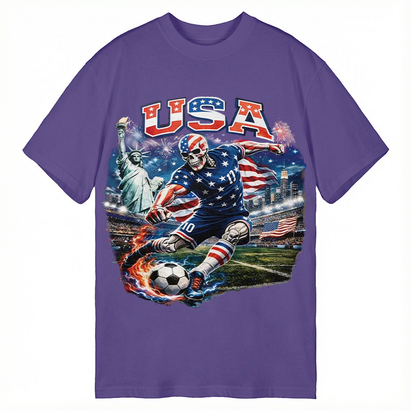 Modecanvas USA Soccer Skull DTG Printing Classic T-Shirt-modecanvas