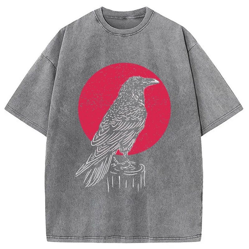 Modecanvas Viking Raven Crow Witchcraft Occult Pagan Washed T-Shirt