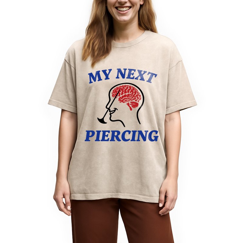 Modecanvas My Next Piercing DTG Printing Washed T-Shirt