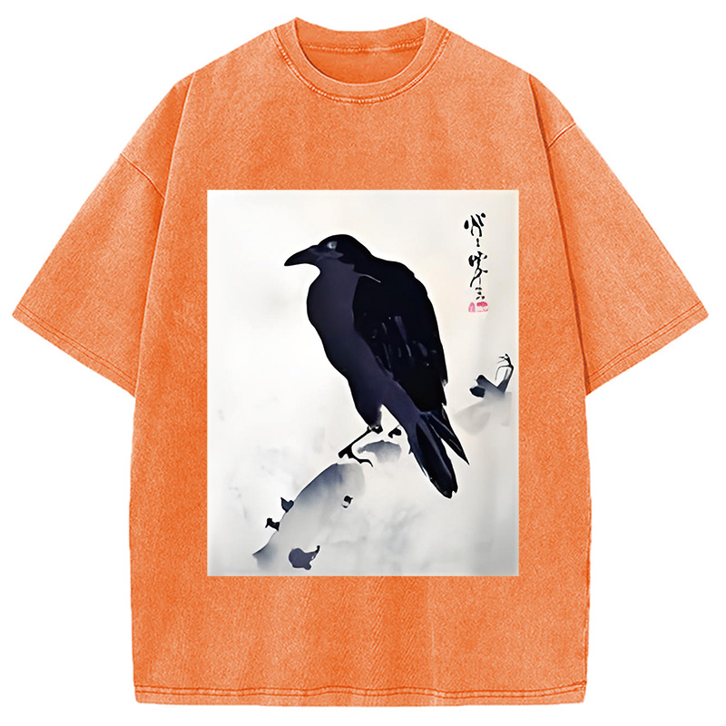 Modecanvas Japanese Kyosai Crow Washed T-Shirt