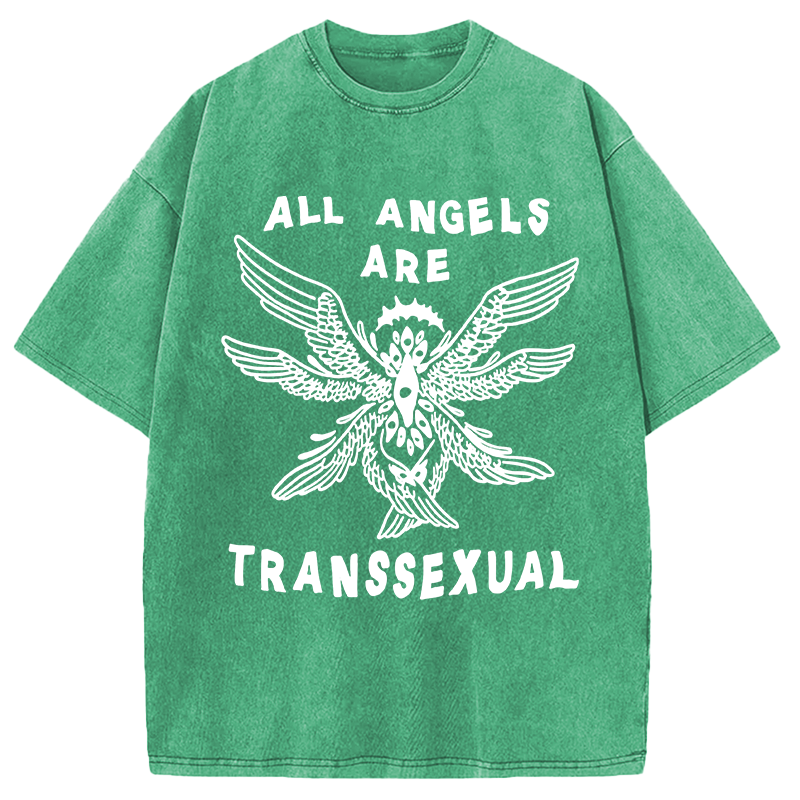 Modecanvas All Angels Are Transsexual DTG Printing Washed T-Shirt