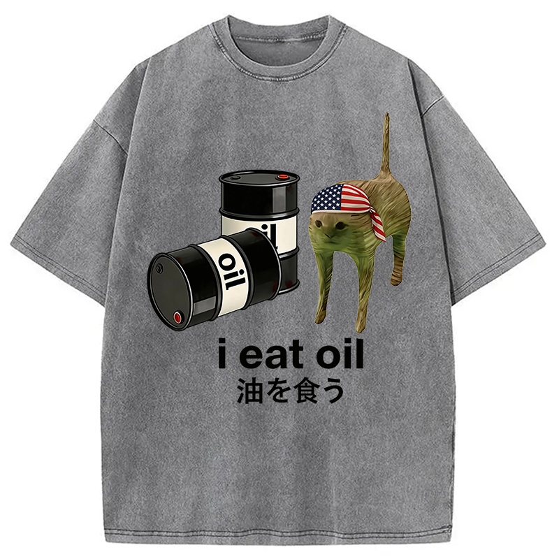 Modecanvas I Eat Oil DTG Printing Washed T-Shirt