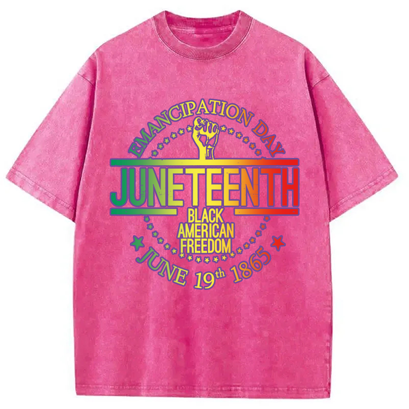 Modecanvas Juneteenth Independence Day DTG Printing Washed T-Shirt