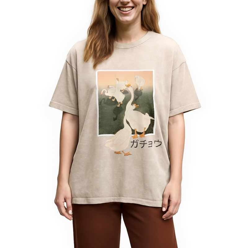 Modecanvas Goose Vintage Japanese Kanji Washed T-Shirt