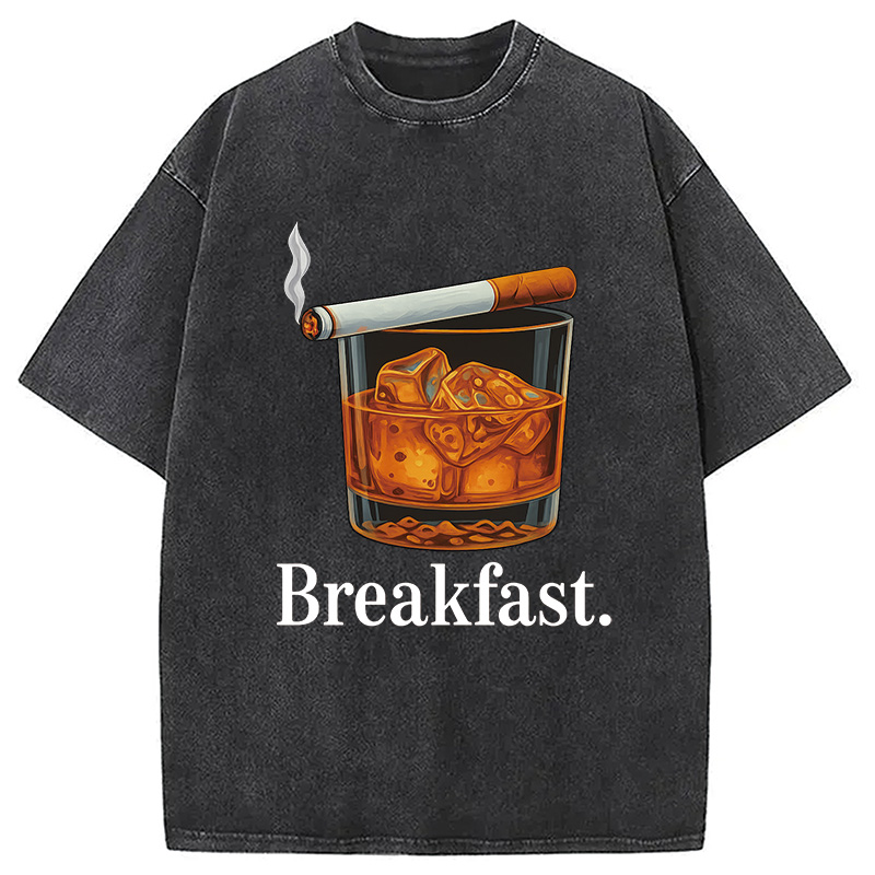 Modecanvas Breakfast Funny Meme Washed T-Shirt