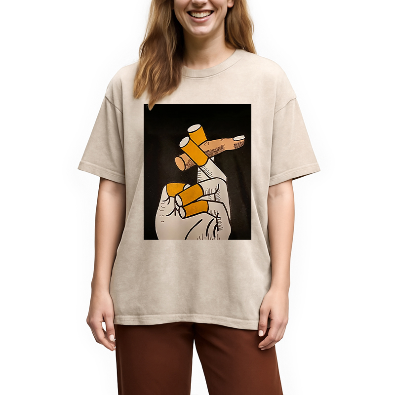 Modecanvas Finger Cigarette Washed T-Shirt