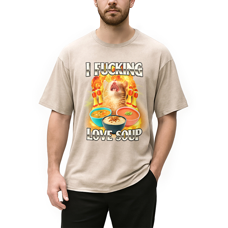 Modecanvas I Love Soup Meme Washed T-Shirt