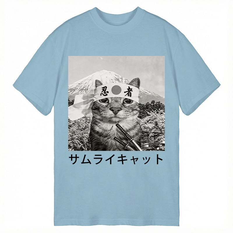 Modecanvas Samurai Cat DTG Printing Classic T-Shirt-modecanvas