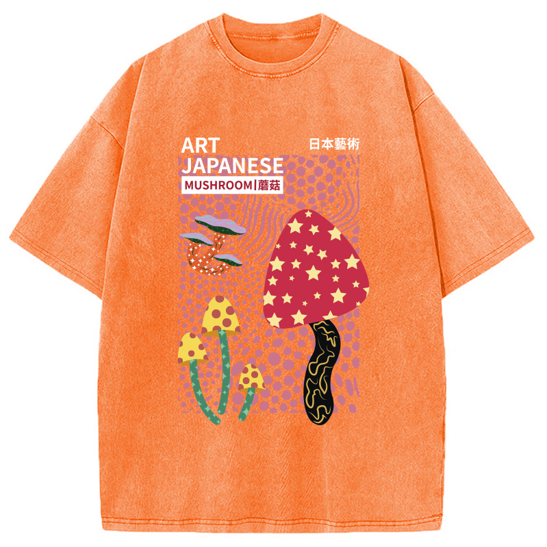 Modecanvas Japanese Art Mushroom Vintage Washed T-Shirt