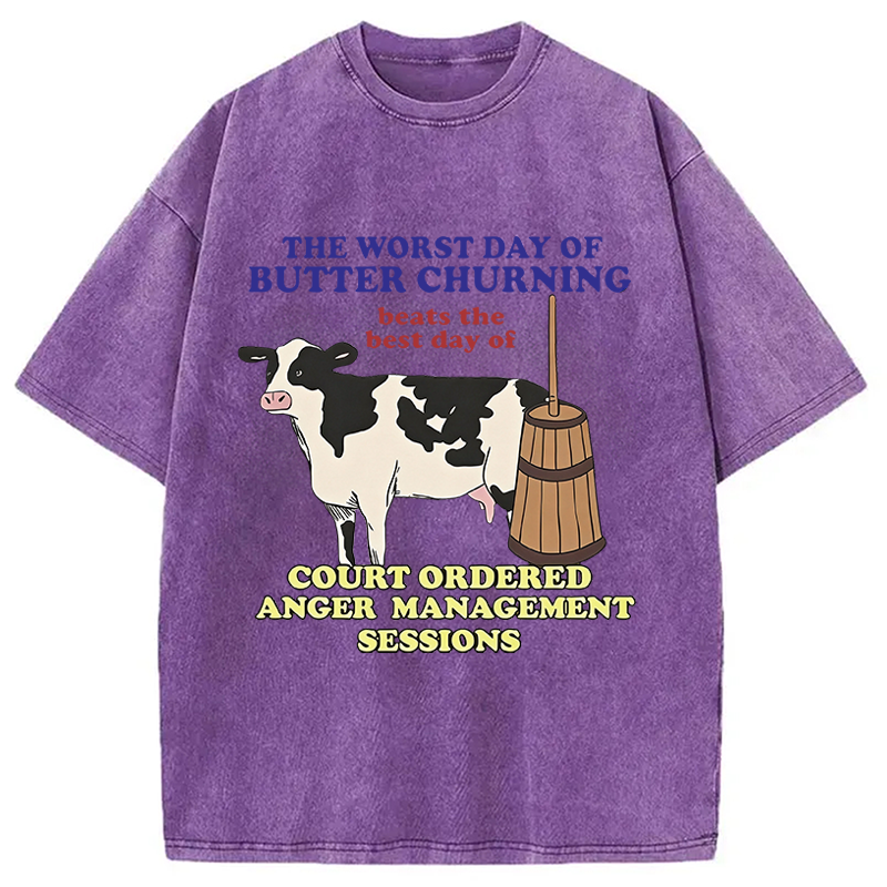 Modecanvas The Worst Day Of Butter Churning DTG Printing Washed T-Shirt