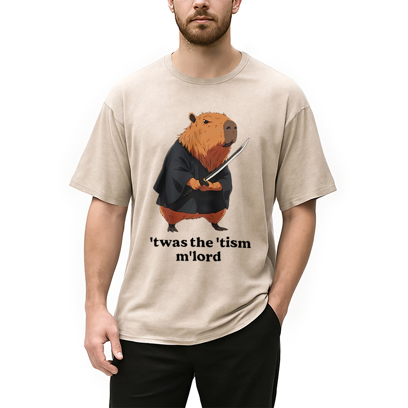 Modecanvas Focused Samurai Capybara Washed T-Shirt