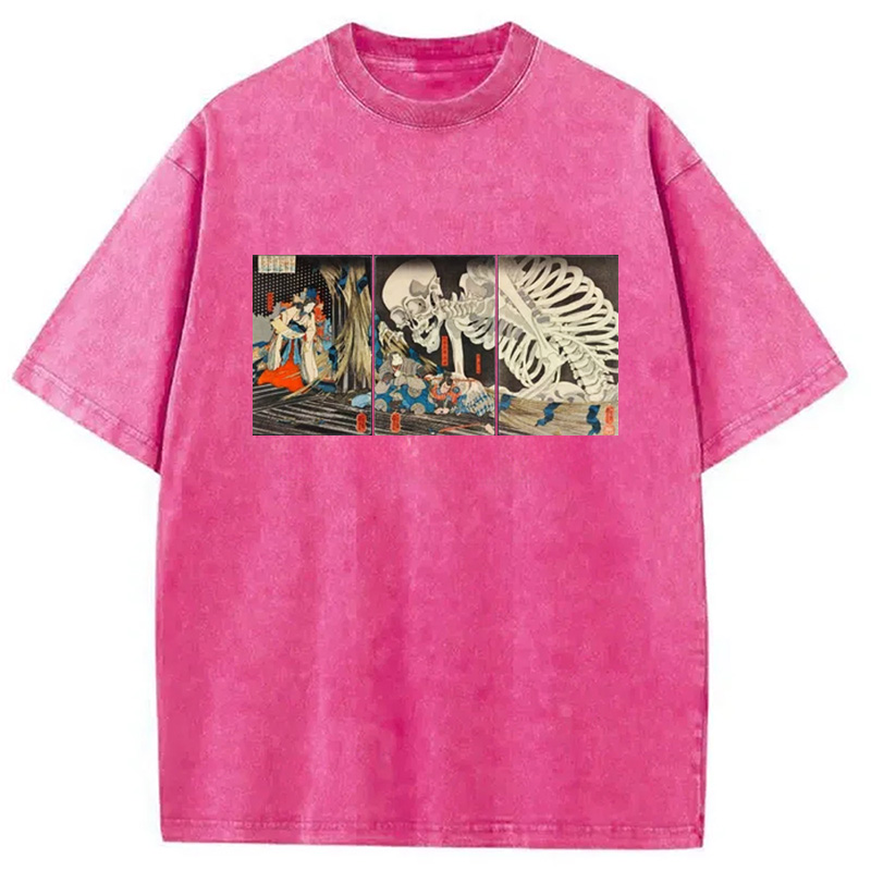 Modecanvas The Witch And The Skeleton Washed T-Shirt