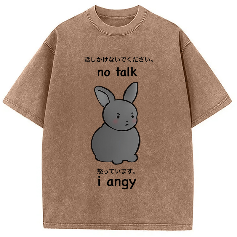 Modecanvas No Talk I Angy Washed T-Shirt-modecanvas