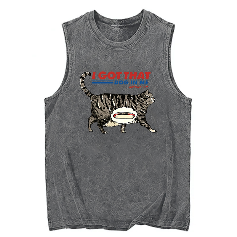 Modecanvas I Got That Dog In Me Japan DTG Printing Washed Tank-modecanvas