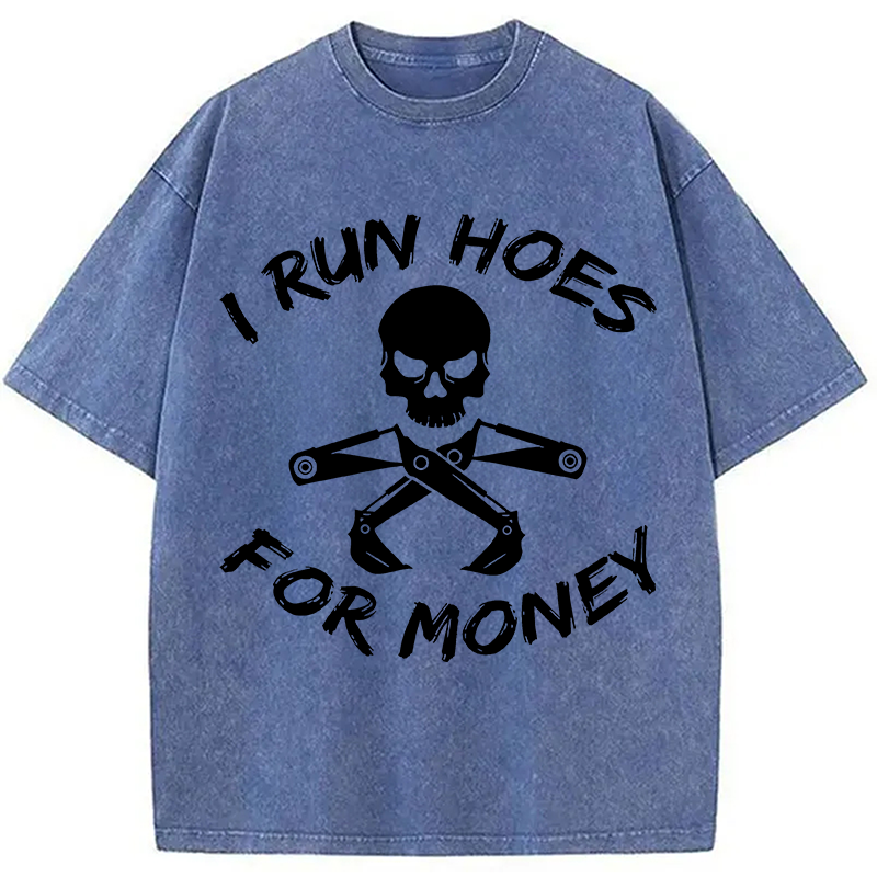 Modecanvas I Run Hoes For Money DTG Printing Washed T-Shirt
