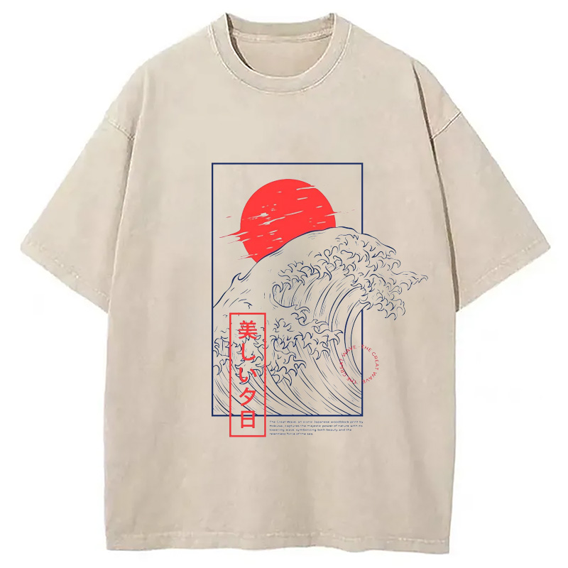 Modecanvas The Great Wave Vintage Washed T-Shirt