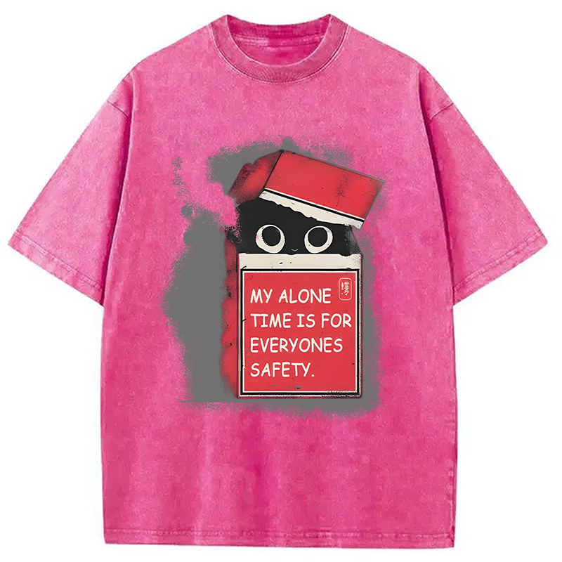 Modecanvas Funny Cat In A Cigarette Box Washed T-Shirt